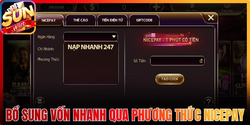 Bổ sung vốn nhanh chóng qua phương thức Nicepay