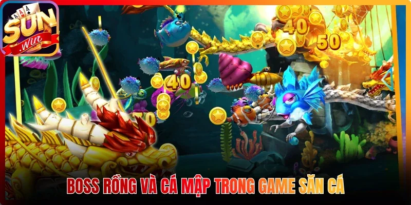 Boss rồng và cá mập trong game săn cá