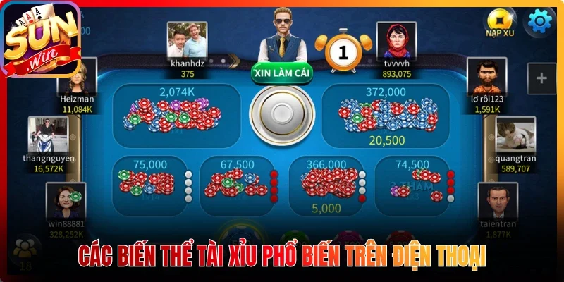 Các biến thể tài xỉu phổ biến trên điện thoại