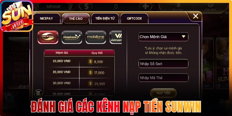 Đánh giá các kênh nạp tiền để sử dụng hiệu quả