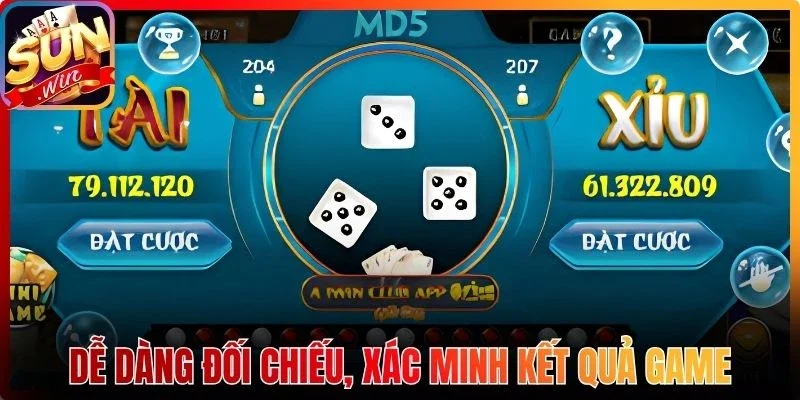 Dễ dàng đối chiếu, xác minh kết quả game